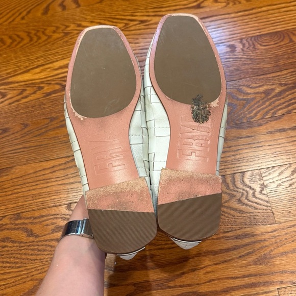 Frye Claire Woven Leather Ballet Flats Cream White Square Toe Size 10 EUC - Picture 8 of 8